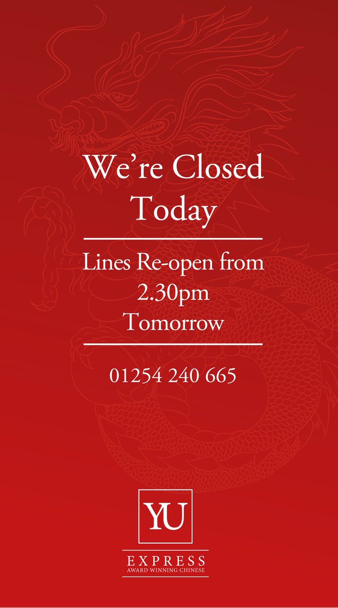 We’re closed today but back Open tomorrow everyone . Enjoy the sunshine xxx