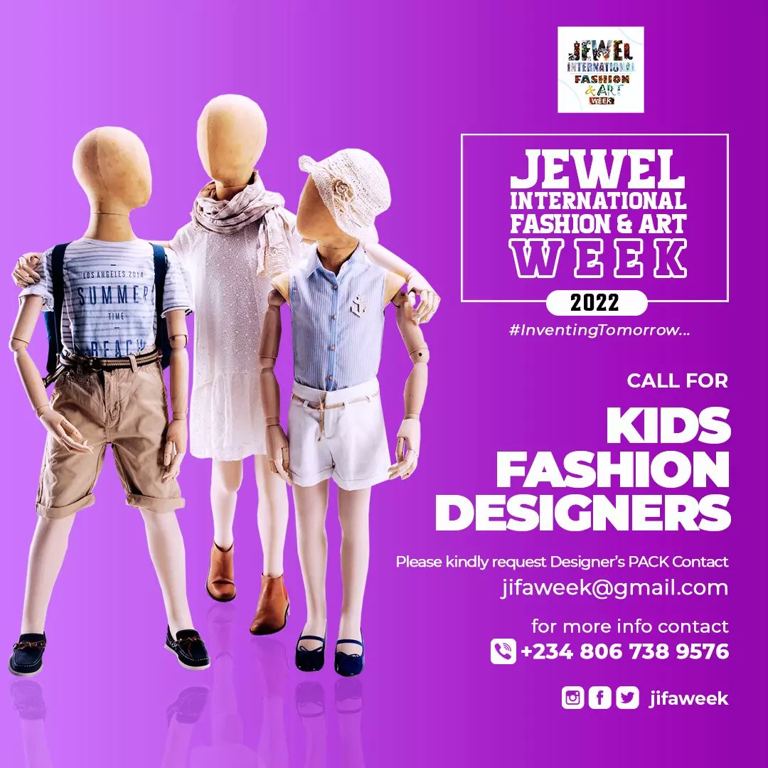 😎💯🌹🔥🌍🌎

GET READY💃🕺💃🕺 for an amazing time as we feature kids fashion designers (locally and internationally), #kidmodels #parents #fashionenthusiasts and #exhibitors #fashionbuyers and #fashioninvestors in one huge platform 

Jewel 
International 
Fashion & Arts 
Week.