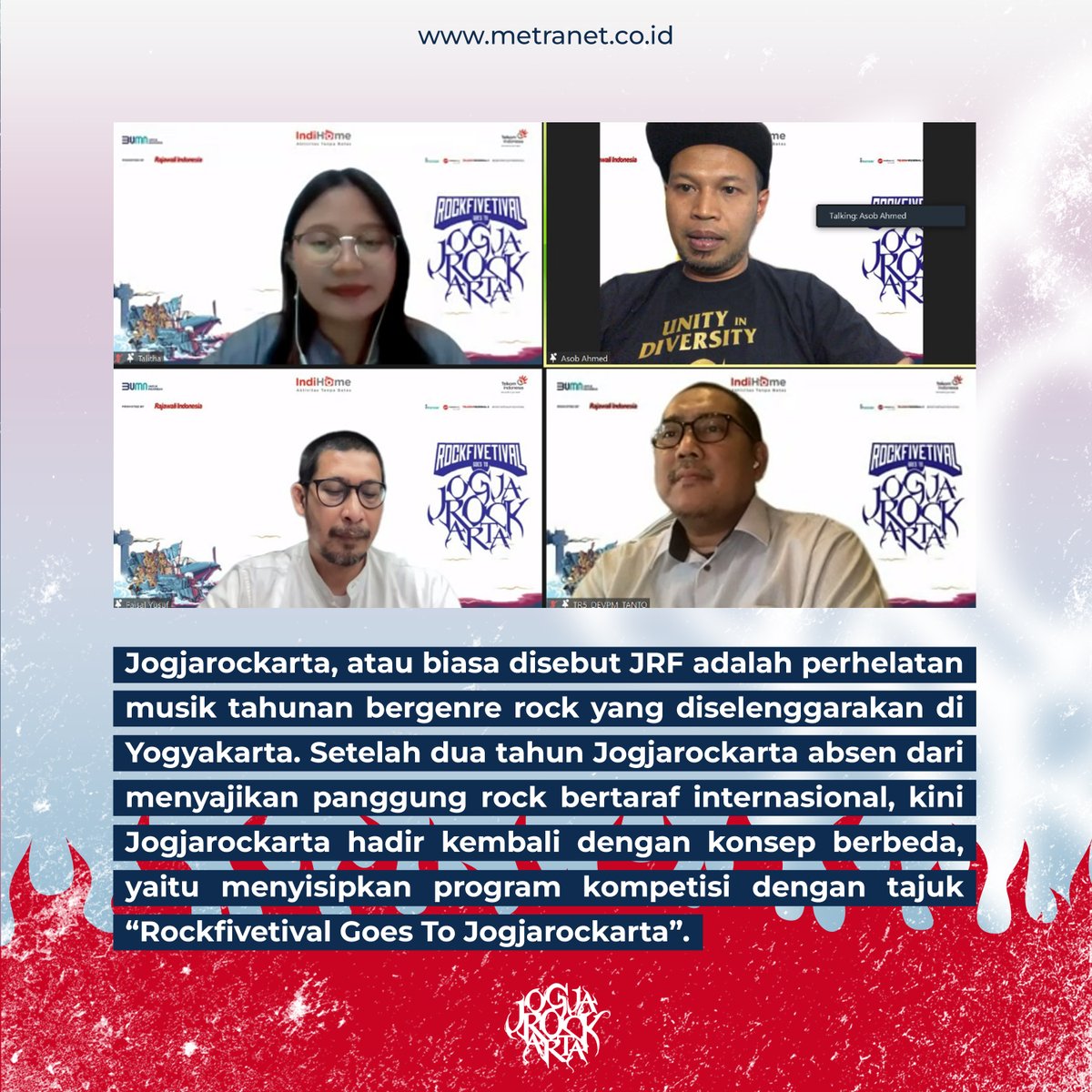 metranetcoid's tweet photo. Anak rock mana suaranya nih? 🎸

Kalian yang suka banget sama musik rock dan sering tampil, bisa banget lho ikutan Rockfivetival Goes to Jogjarockarta 2022

Di sini kalian berkesempatan tampil di panggung Jogjarockarta 2022, salah satu konser terbesar di Indonesia! https://t.co/mCHcD43kYY