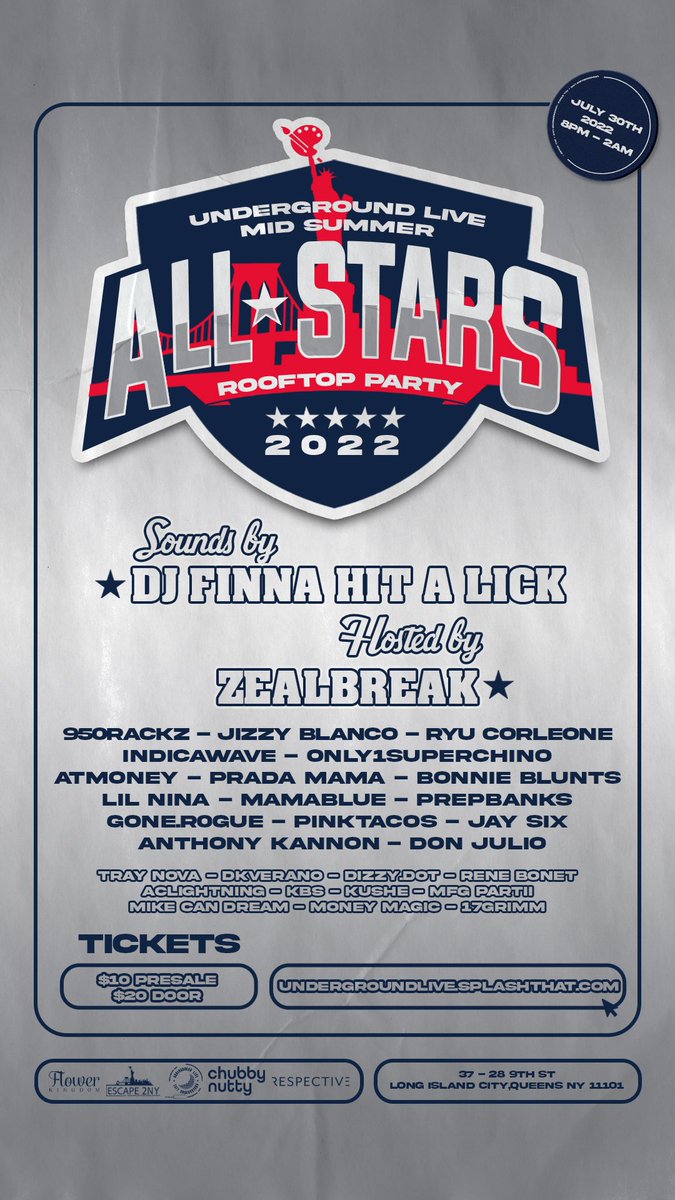 YAWYEREV's tweet photo. ONLY WE COULD DO SOMETHING LIKE THIS, FESTIVAL VIBES ON A ROOF! GET READY FOR THE HOTTEST SHOW IN THE CITY. #UNDERGROUNDLIVE MIDSUMMER ALL STARS ITS GOING TO BE MONUMENTAL!

July 30th, 2022
8pm-2am
37-28 9th st
Long Island City, Queens, NY
https://t.co/s90di2vY6b https://t.co/8X0EyYUdqc