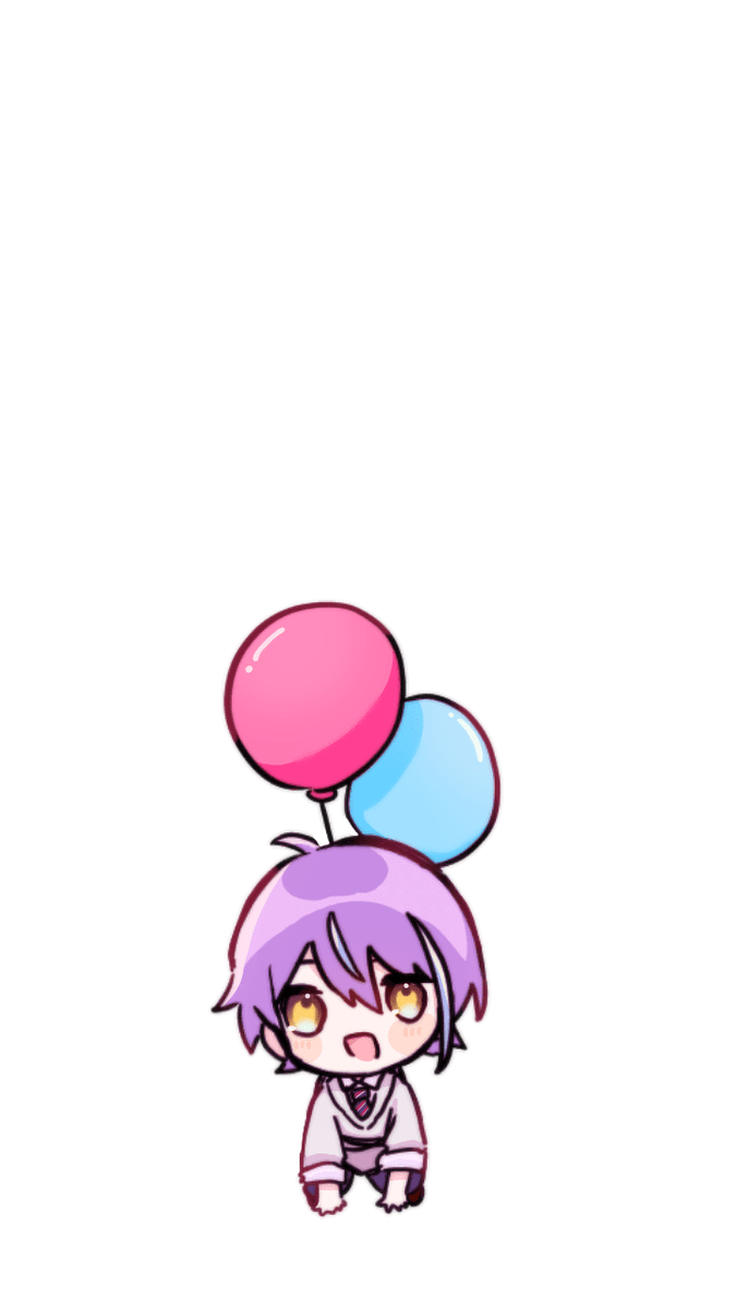 balloon solo chibi purple hair 1boy shirt collared shirt  illustration images