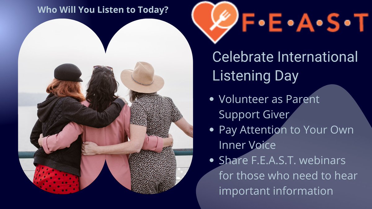 The goal of Int'l Listening Day is to create and strengthen connections, which in turn helps us to solve problems and forge deeper relationships. At #FEAST, we are here to #listen and #support you on your #eatingdisorder journey!