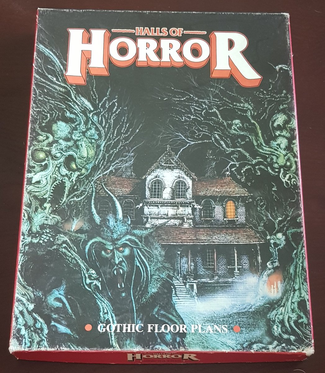 vopiscus_bm's tweet photo. #GamesWorkshop later changed the art style of the floor plans to a more painterly look, such as in #HallsOfHorror, 1986, designed for use with #CallOfCthulhu, #Chills, or any horror based game.
Not my favourite look, tbh, it reminds me of early 70s PSAs! https://t.co/qqFJjAnM2s