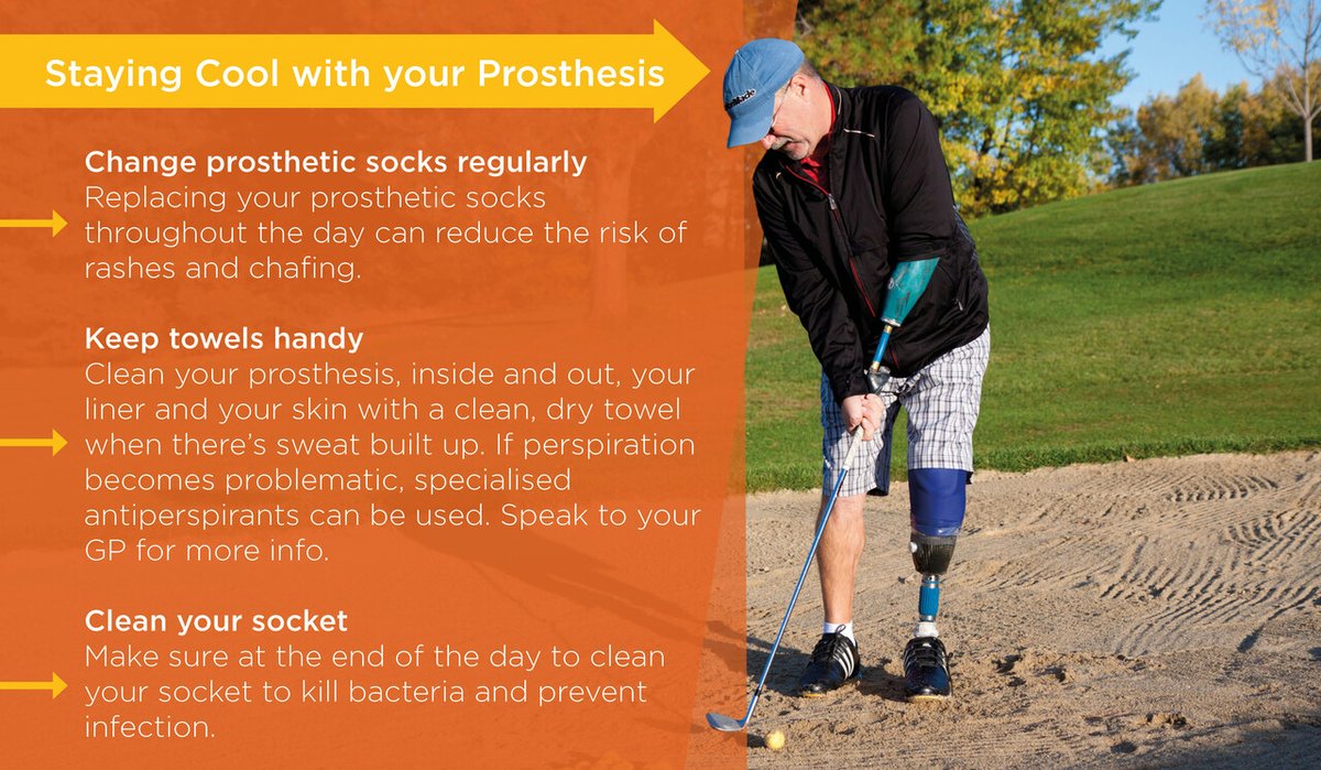 Here's a couple of tips on how to stay cool in the hot weather with your prosthesis. 

#prosthetics