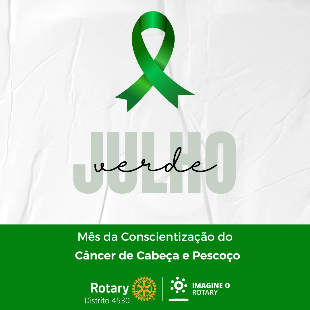 Distrito4530's tweet image. O Julho Verde destaca a importância da detecção precoce desse tipo de câncer, que pode alcançar até 90% de cura se tratado precocemente.

#PessoasEmAção4530 #ImagineoRotary