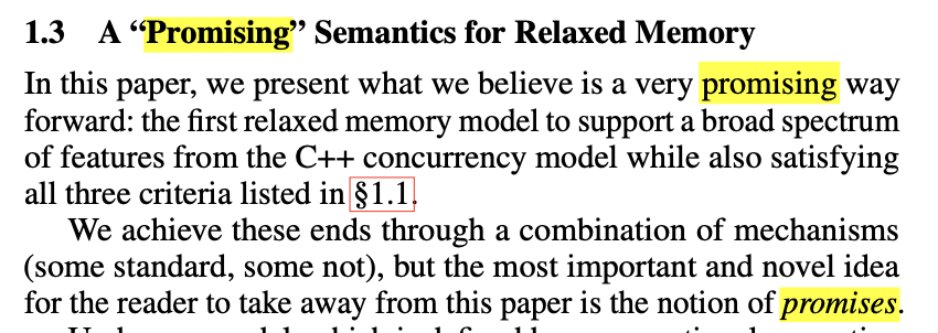 Blaisorblade's tweet image. What do you think, is this a &quot;promising&quot; pun?#relaxedmemory #formalsemantics