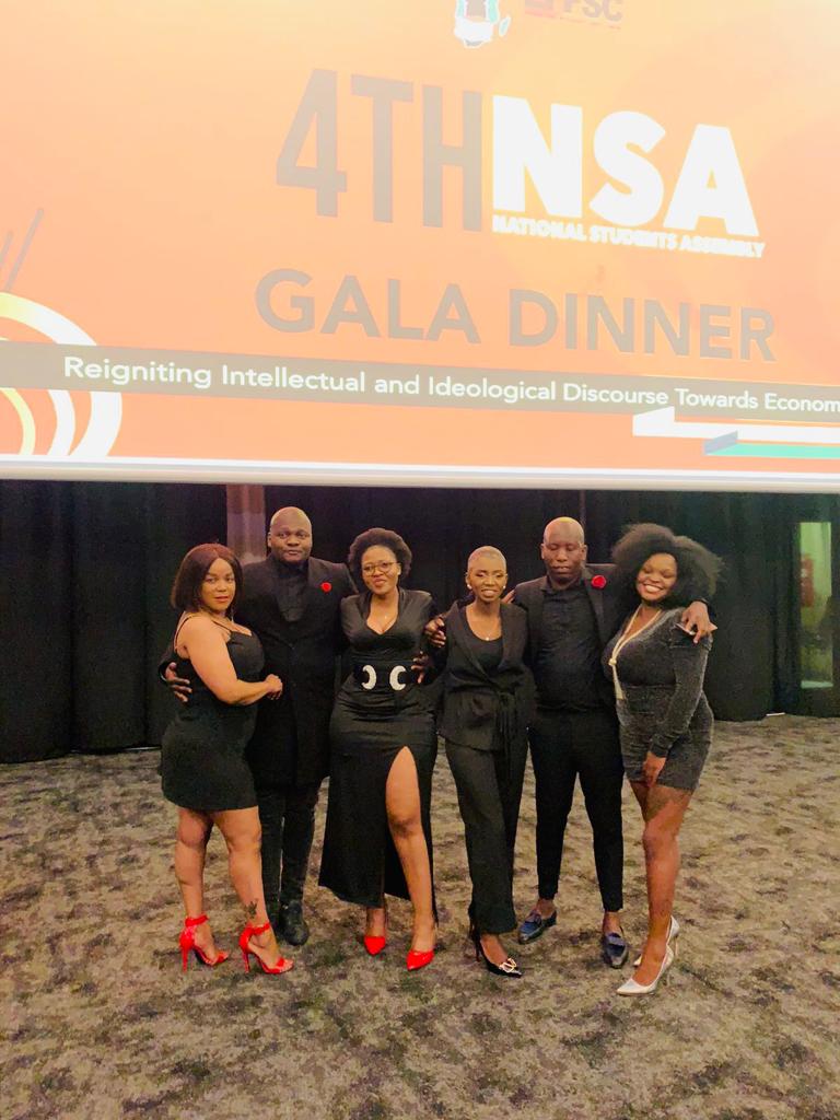 EFFYouthCommand's tweet photo. [IN CASE YOU MISSED] 

EFFSC President Cmsr 
@Shikwambanaman1, Secretary General Cmsr Muzi Khoza and Deputy Secretary General Cmsr Mbali Zondo with the 4th NSA Gala Dinner guests.  #RoadTo4thNSA

@EFFSouthAfrica https://t.co/iRSFoPmkqV