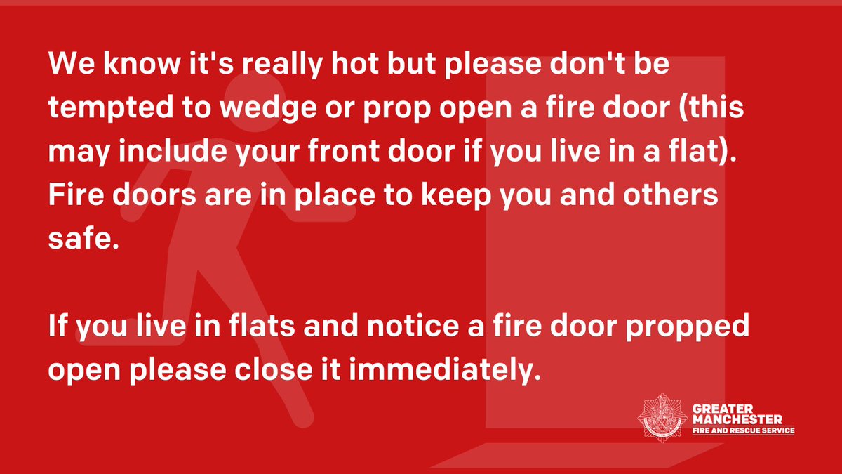 manchesterfire's tweet photo. Stay safe during the hot weather 👇

👉 Never have a BBQ on your balcony
👉 Never prop open a fire door
👉 Don’t overload your electric sockets

For more advice on staying safe head to our website 👉 https://t.co/3xlyJPIM0z 

#highrise #heatwave https://t.co/sEtGJyquGk