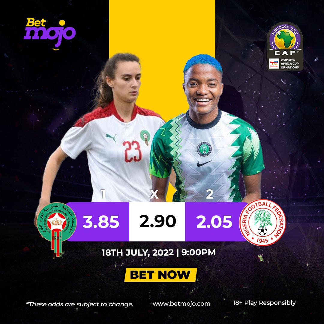 BetMojoNG's tweet photo. Get the best odds on the Morroco vs Nigeria womens team in the CAF Semi finals today only here on Betmojo. https://t.co/XKozWOqH9w