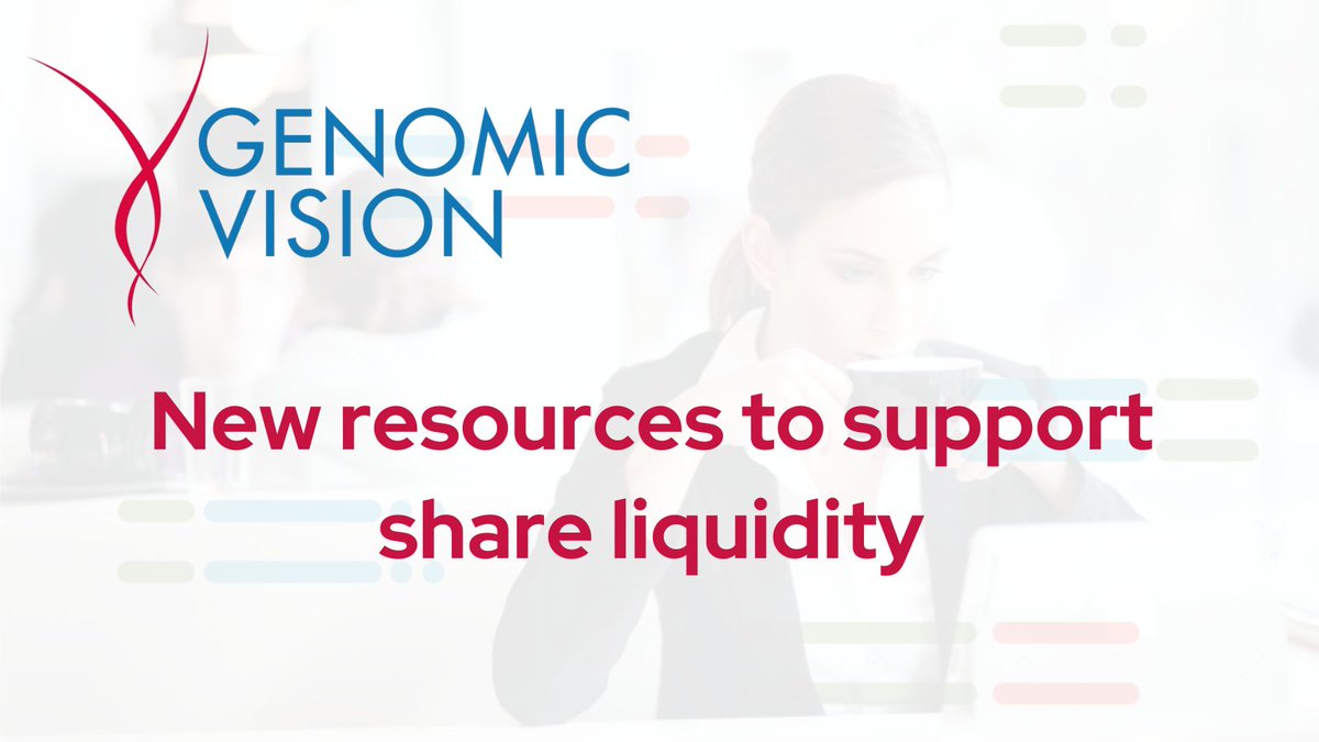 Genomic Vision makes an additional contribution of €27K to the liquidity contract concluded with CM-CIC Securities.
Learn more 👉 genomicvision.com/investors/docu…