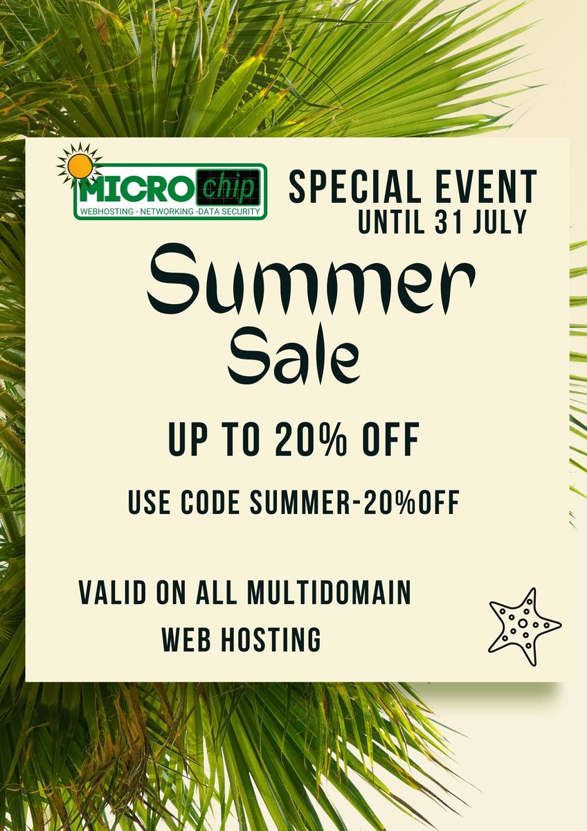 Fino al 31 LUGLIO Sconto del 20% su tutti i pacchetti Web Hosting MULTIDOMINIO

USA IL CODICE: SUMMER-20%OFF nel carrello

visita microchip.ch