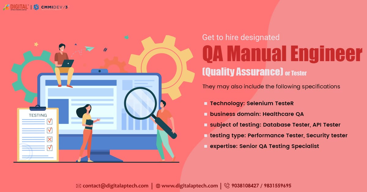 Get to hire designated QA Manual Engineer(Quality Assurance) or Tester.
🌐 bit.ly/3MdWEVr
📞9038108427
📧contact@digitalaptech.com

#digitalaptech #itstuffaugmentation #qamanual #qualityanalyst #appdeveloper #recruitement #staffingsolutions #hiringdevelopers