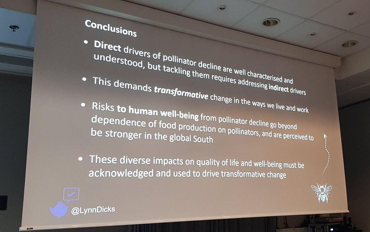 Great talk by <a href="/LynnDicks/">Lynn Dicks</a> on pollinator decline at #ICE2022.