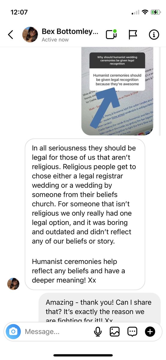 grandgoodbyes's tweet photo. Tomorrow we get to see the Law Commission Review on how we could see a change in England’s antiquated marriage ceremony laws. Here is exactly the reason, - a text shared by one of my brides - (see full pic) why humanist weddings should be given legal recognition NOW… #Humanist https://t.co/vAYwvFdWWm