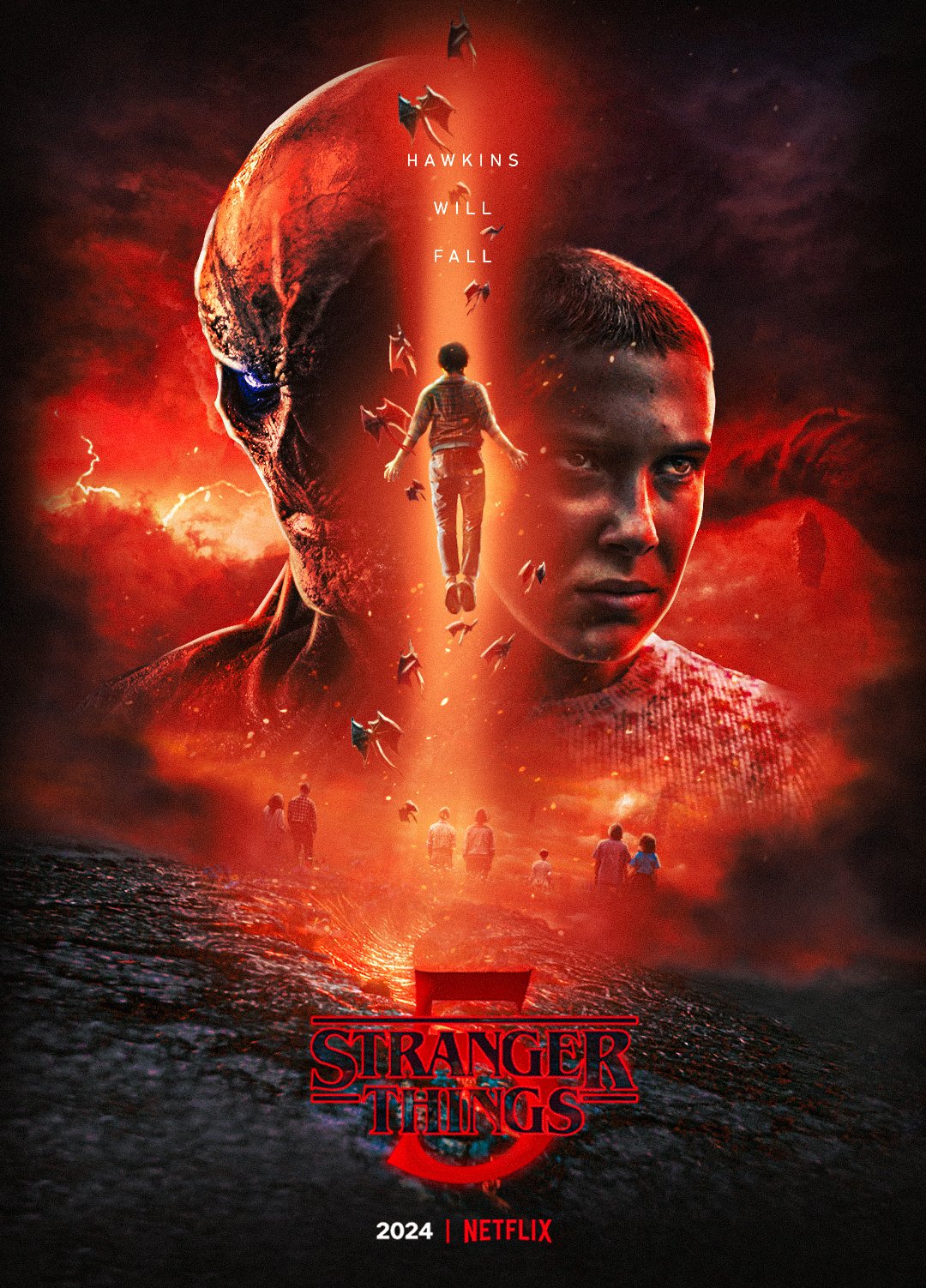 Axel Almirón on X: STRANGER THINGS 5 POSTER FANART 🔥🕰️ Hawkins Will  Fall #strangerthings #strangerthings5  / X