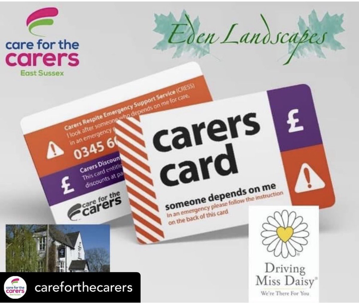 edenlandscapeES's tweet photo. We support #carers at Eden Landscapes. If you have a carers card from @Care4theCarers  and would like a discount on any landscaping works, please to get in touch! #landscaping #careforcarers #carers #eastsussex https://t.co/xkk8BpWAN1
