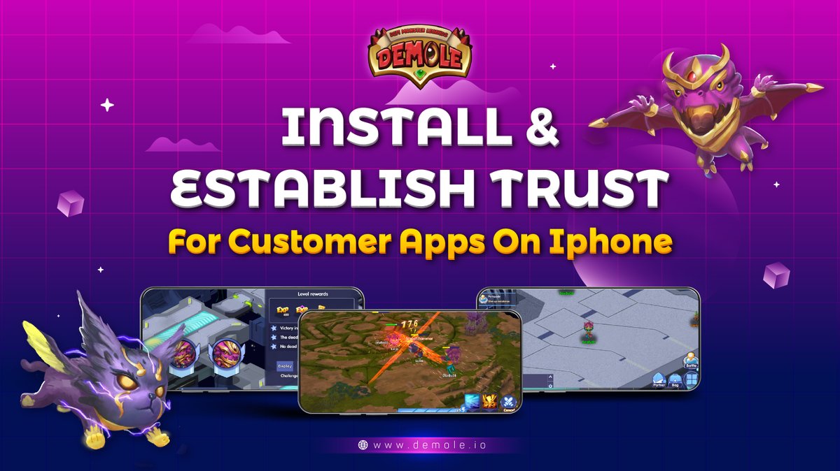 demoleio1's tweet photo. 📚Read the instructions on how to Install and Establish trust for customer apps on Iphone here 👉 https://t.co/Ns07hBb78m
#Demole #DMLG #P2E #NFT #Metaverse #BSC https://t.co/wwv8XAXsKY