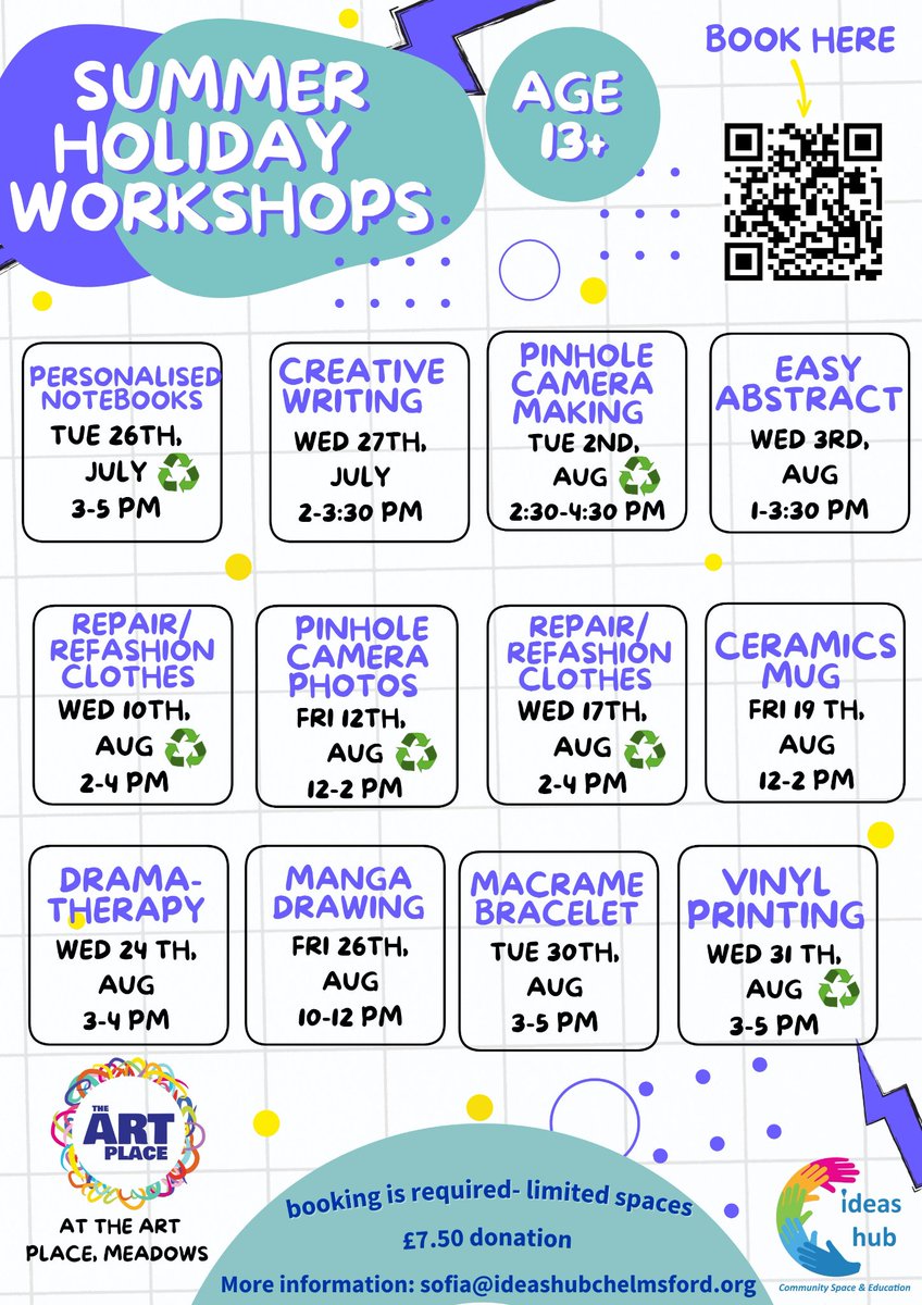 🎵 Schools out for summer 🎵 Well, almost! The lovely lot at The Art Place Chelmsford have you covered if you're looking for ways to keep the kids entertained during the six week hols with a range of exciting new workshops 🥳🙏 Go and check them out and book your spaces 👀