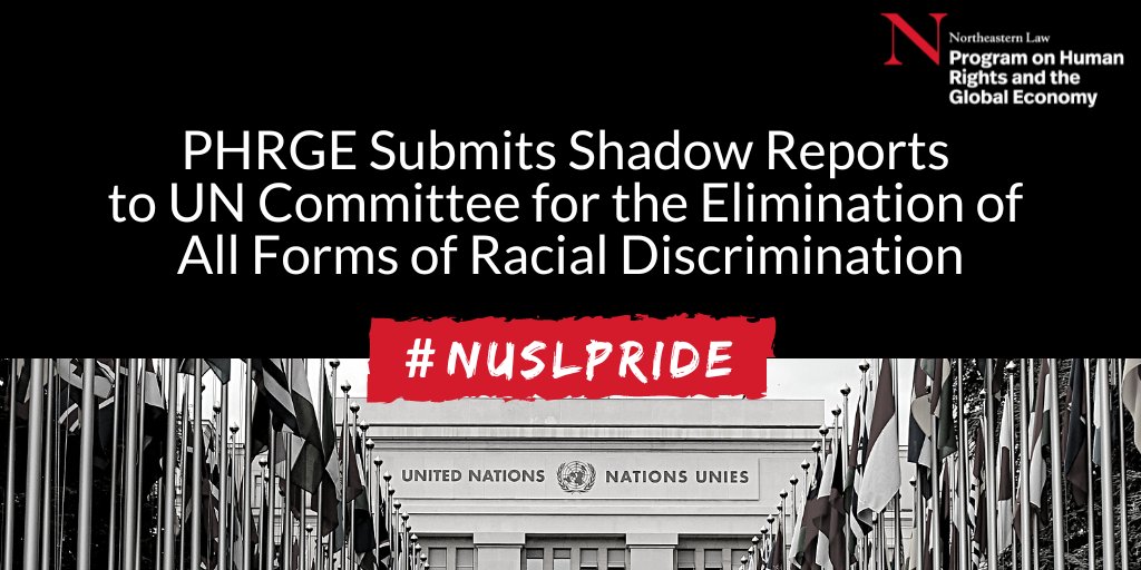 NortheasternLaw (@nusl) on Twitter photo .<a href="/PHRGE/">PHRGE - NU Law</a> has submitted two shadow reports to the <a href="/UN/">United Nations</a> Committee for the Elimination of All Forms of Racial Discrimination (CERD), which will be reviewing U.S. compliance with the Race Convention in August. #NUSLPride <a href="/MarthaFDavis/">Martha F. Davis</a> <a href="/NUSL_CPIAC/">Ctr for Public Interest Advocacy and Collaboration</a> @NUcomms
law.northeastern.edu/phrge-submits-… .<a href="/PHRGE/">PHRGE - NU Law</a> has submitted two shadow reports to the <a href="/UN/">United Nations</a> Committee for the Elimination of All Forms of Racial Discrimination (CERD), which will be reviewing U.S. compliance with the Race Convention in August. #NUSLPride <a href="/MarthaFDavis/">Martha F. Davis</a> <a href="/NUSL_CPIAC/">Ctr for Public Interest Advocacy and Collaboration</a> @NUcomms
law.northeastern.edu/phrge-submits-…