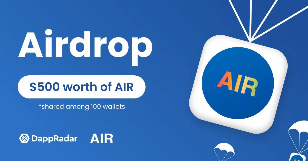 [AirCoin &amp; DappRadar Airdrop] Hello Fam, based on popular request, DappRadar has brought to you an exclusive $AIR airdrop.