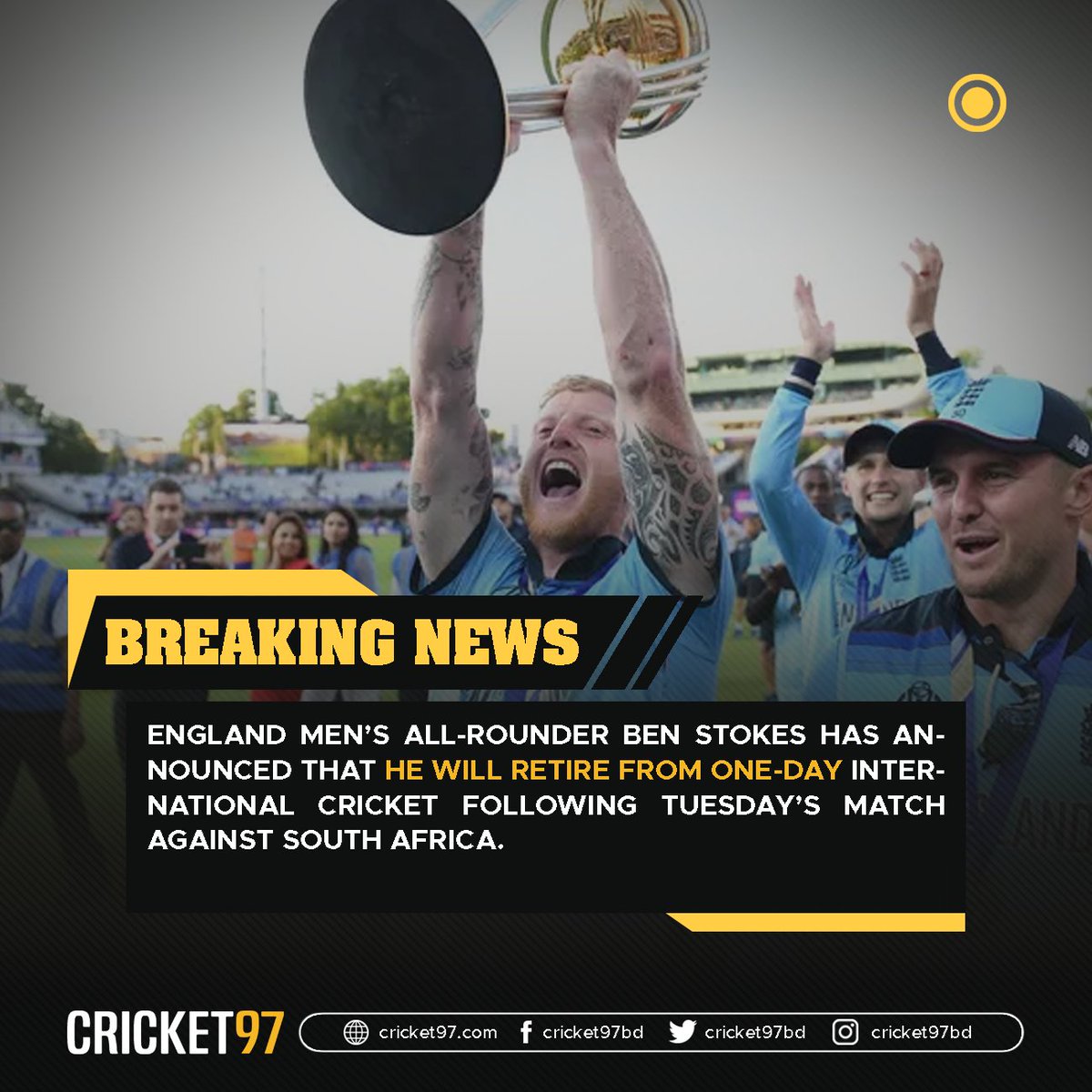 cricket97bd's tweet photo. Ben Stokes retires from one-day international cricket! 

#BenStokes #Stokes #StokesRetires https://t.co/oQdJzGLXrz