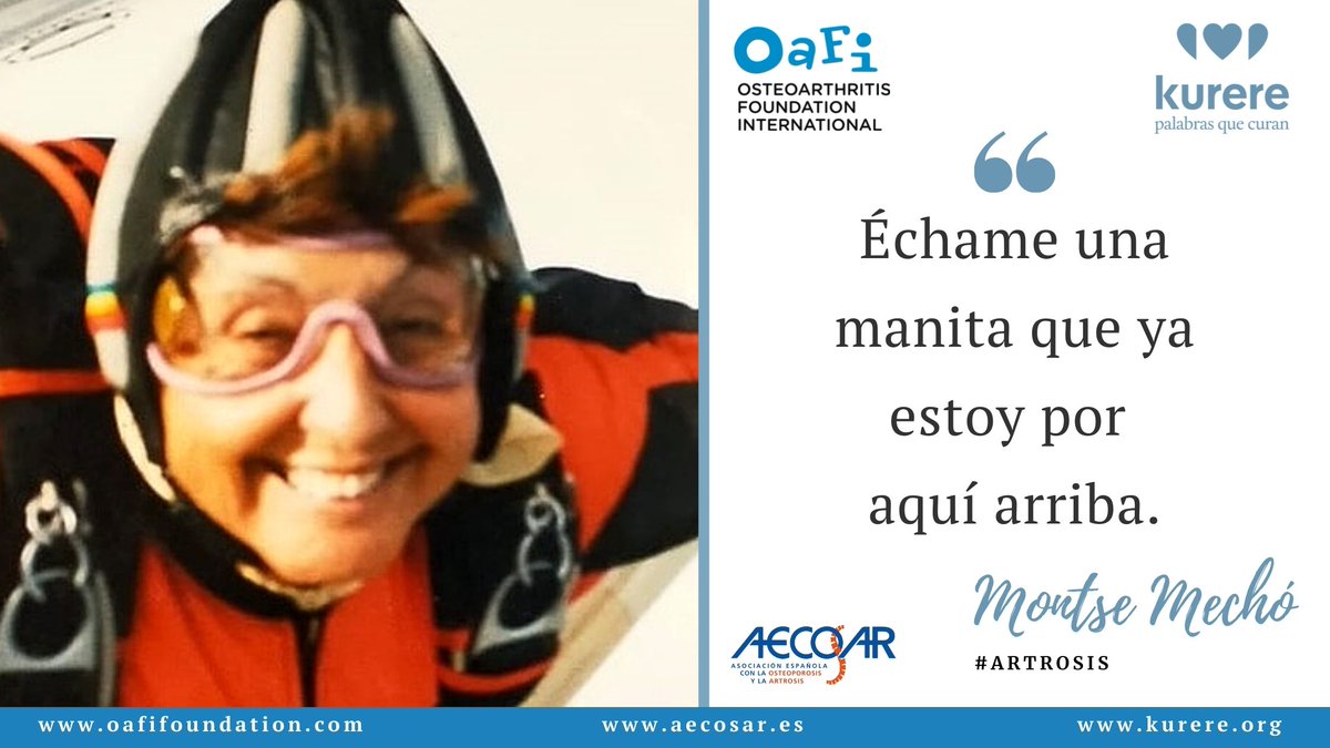 Os presentamos los primeros #testimoniosdesuperación #Artrosis #Osteoporosis <a href="/OAFIFoundation/">OAFI Foundation</a>   oafifoundation.com, aecosar.es  y #kurere
Montse Mechó "Échame una manita que ya estoy por aquí arriba "
kurere.org/historias/mont…
Un abrazo