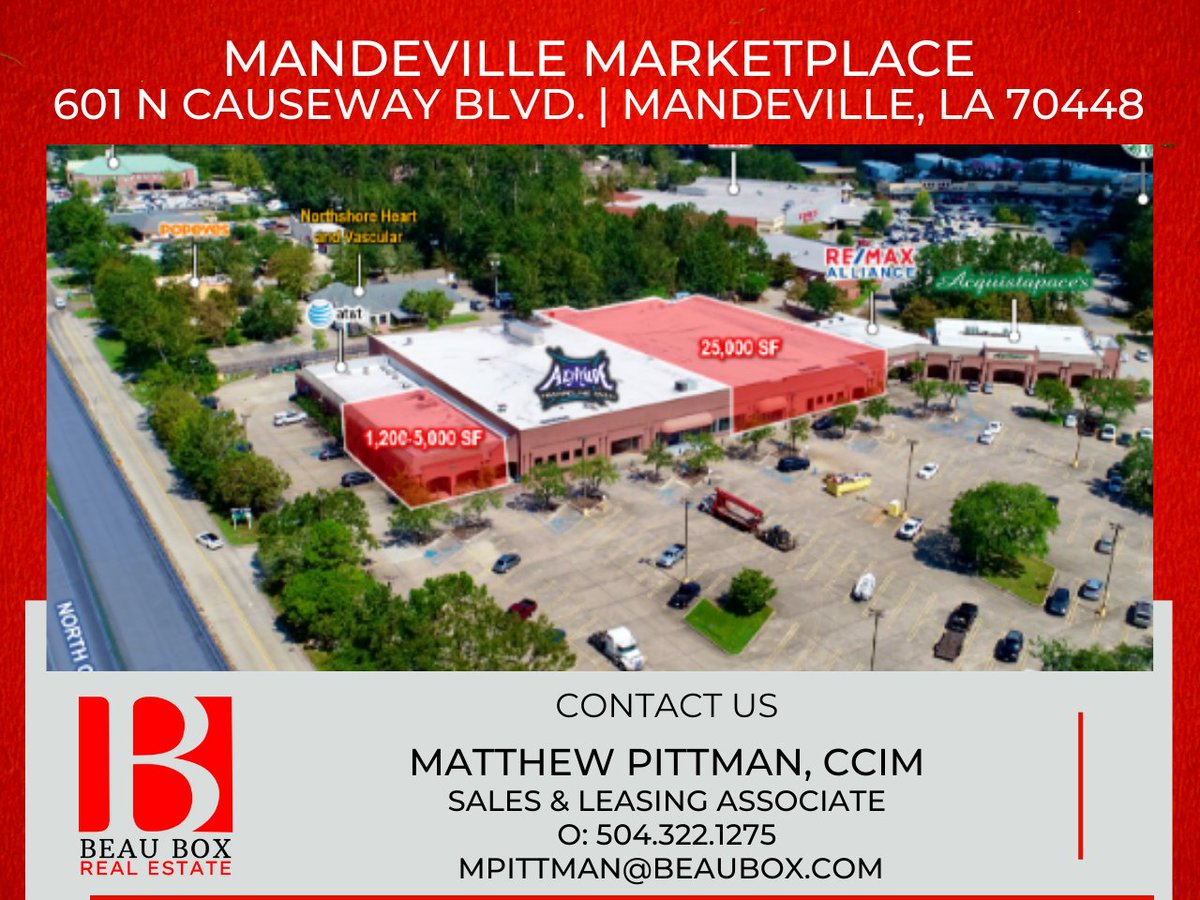 BeauBoxRE's tweet image. 📌 Mandeville Marketplace
601 N Causeway Blvd. | Mandeville
☑ Value-add Shopping Center for investors or owner-occupant
cutt.ly/aLJoy0T
#mandeville #commercialpropertyforsale #commercialrealestate #beaubox #realestate #neworleans