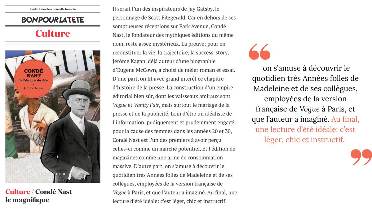 Nouvelle critique du livre Condé Nast - La Fabrique du chic de #JeromeKagan par <a href="/MarieCehere/">Marie Céhère</a> sur le site <a href="/bonpourlatete/">Bonpourlatête</a> :
vu.fr/ATde
#LaFabriqueDuChic #EditionsSeguier #Critiquelitteraire #Histoiredelamode #CondeMontroseNast #EdnaWoolmanChase #FrankCrowninshield