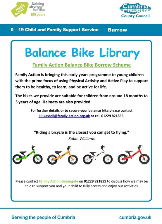 BrilliantBarrow's tweet photo. FREE Balance Bike Library now open! π²
#ActiveBarrow #BrilliantBarrow #ActiveTravel https://t.co/dc2iYTRrGM