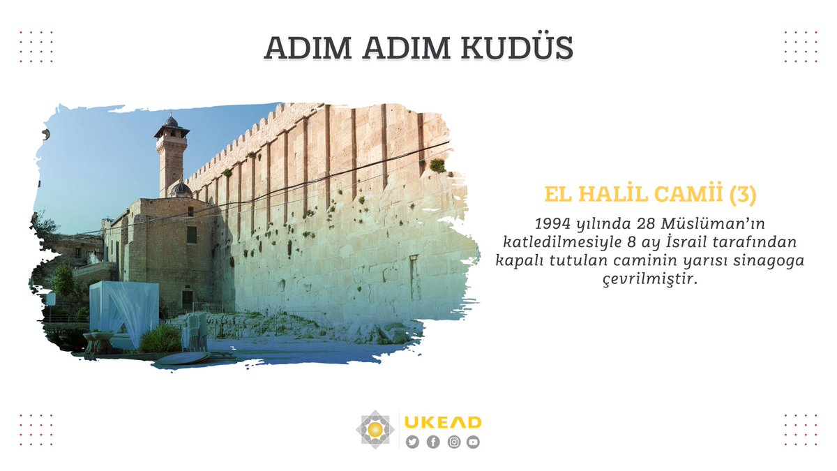 UKEAD_TR's tweet photo. EL HALİL CAMİİ

 1994 yılında 28 Müslüman’ın katledilmesiyle 8 ay İsrail tarafından kapalı tutulan caminin yarısı sinagoga çevrilmiştir.

#UKEAD
#kudus 
#MescidiAksa 
#elhalilcami 
#sinagog https://t.co/lyLLU4LWnF