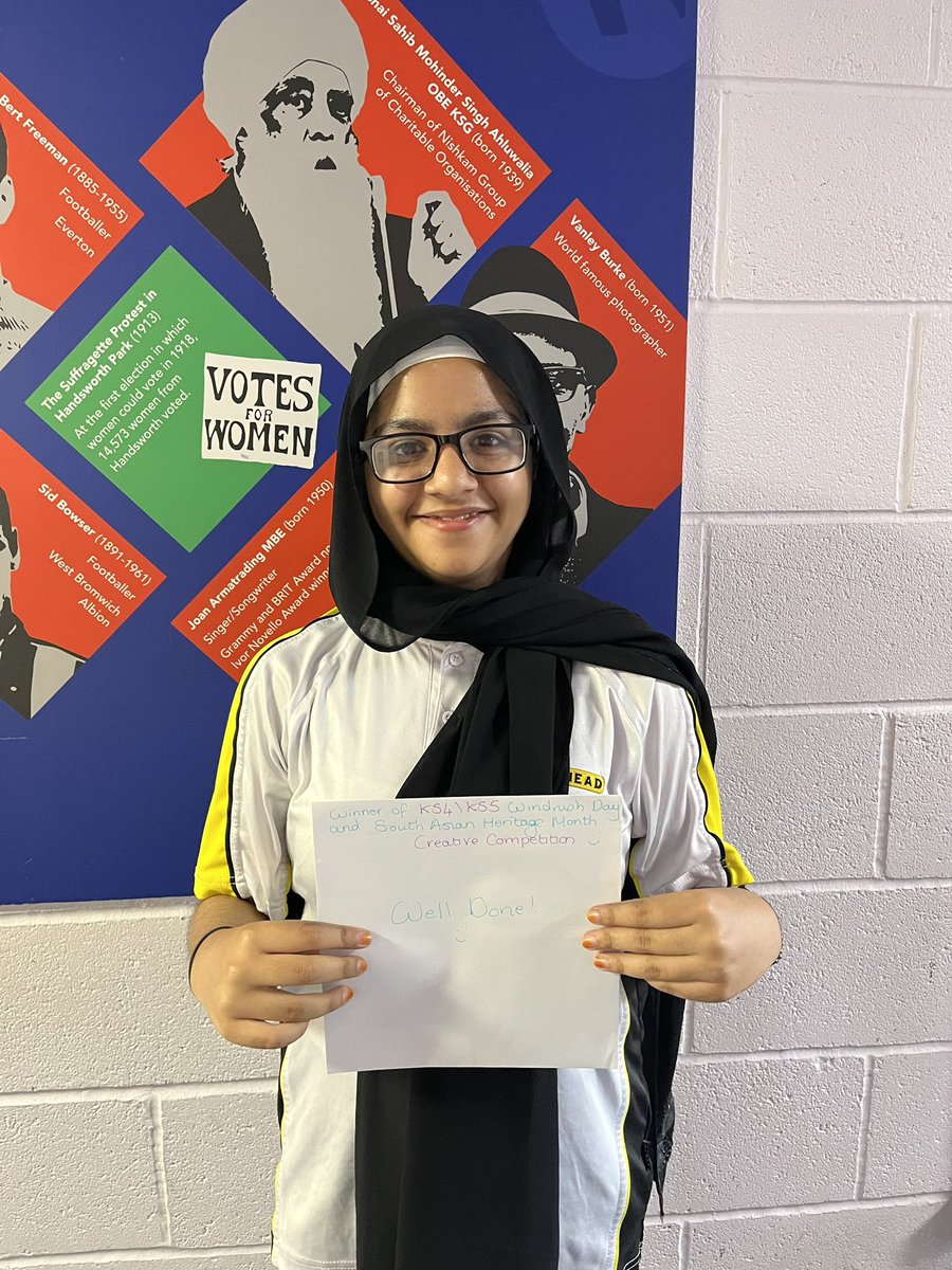HolyheadHums's tweet photo. Congratulations to the winners of our South East Asian Heritage Month and Windrush Day Creative Competition 🥇 Umaymah from year 9 and Kioni in year 7 produced fantastic pieces of work!  @holyhead_school https://t.co/3d22QdQ2iP