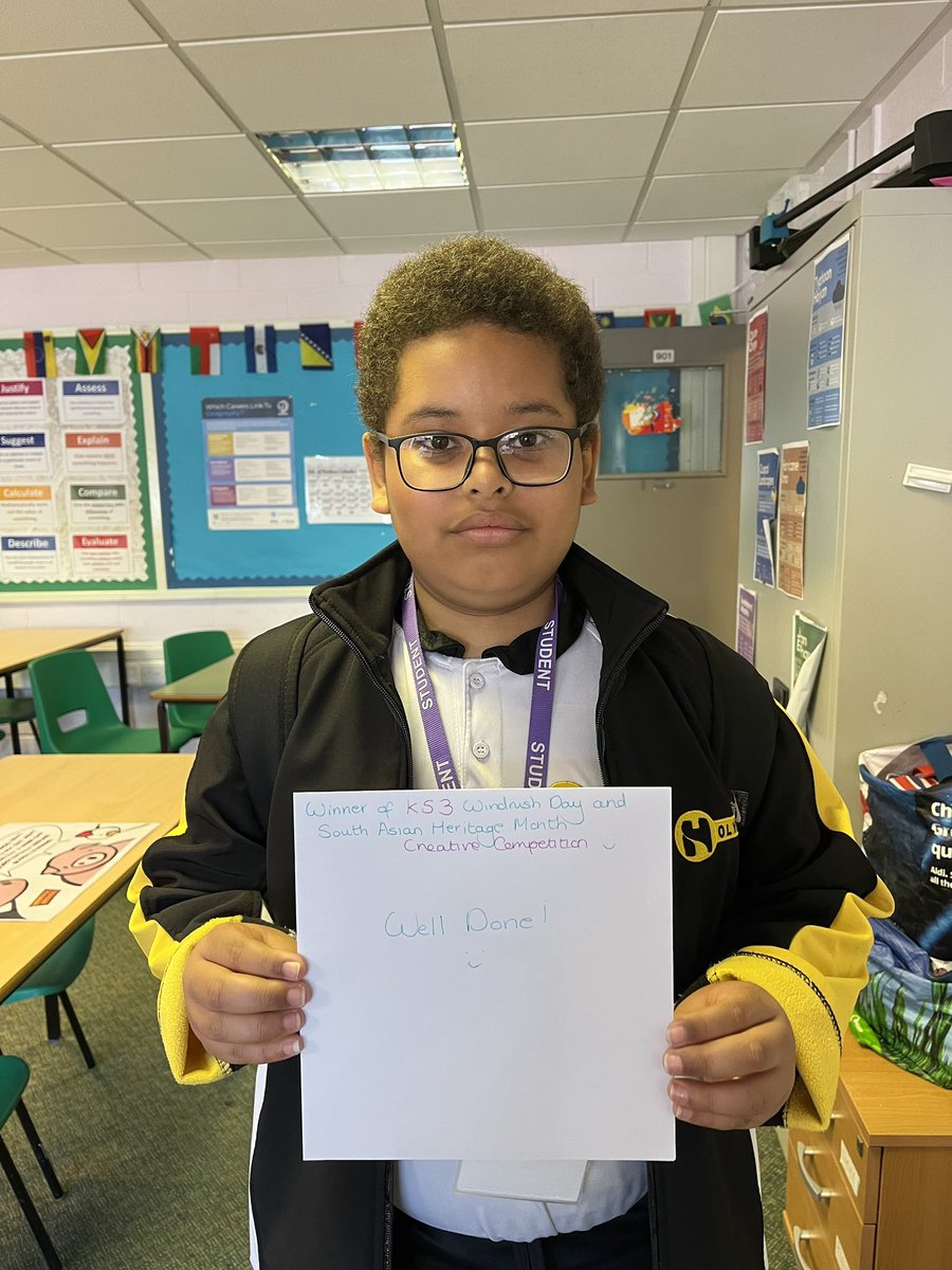 HolyheadHums's tweet photo. Congratulations to the winners of our South East Asian Heritage Month and Windrush Day Creative Competition 🥇 Umaymah from year 9 and Kioni in year 7 produced fantastic pieces of work!  @holyhead_school https://t.co/3d22QdQ2iP