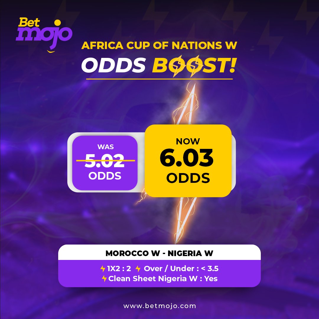 BetMojoNG's tweet photo. The Best ODDS BOOST on the CAF Womens Semi-Final fixture with Nigeria is right here. No dull yourself https://t.co/CXjcjTazXm