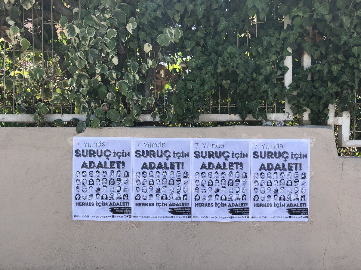 📍Kartal/Erzincan Mahallesi

📌 20 Temmuz Çarşamba günü, saat 19.30’da Kadıköy/Süreyya Operası önünde buluşuyoruz!

Suruç’un hesabını gençlik soracak!