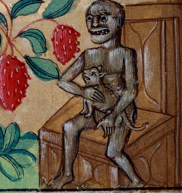 WeirdMedieval's tweet photo. creature with his cat, france, 15th century https://t.co/I2mlR5baZD