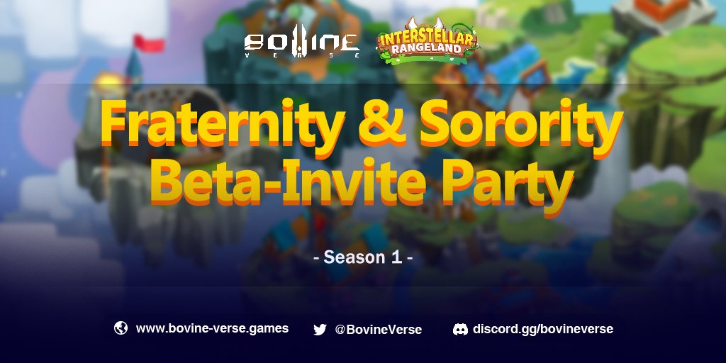 BovineVerse's tweet photo. Fraternity &amp; Sorority Beta-Invite Party is LIVE now🔥

⏰12 PM UTC, July 18
🏆20,000 USDT for split
🏟 https://t.co/gh1rx4RNex

Invite your friends to public beta to earn USDT &amp; in-game rewards!

Details at: https://t.co/MknRjB2SWB https://t.co/unkhj2qYx7