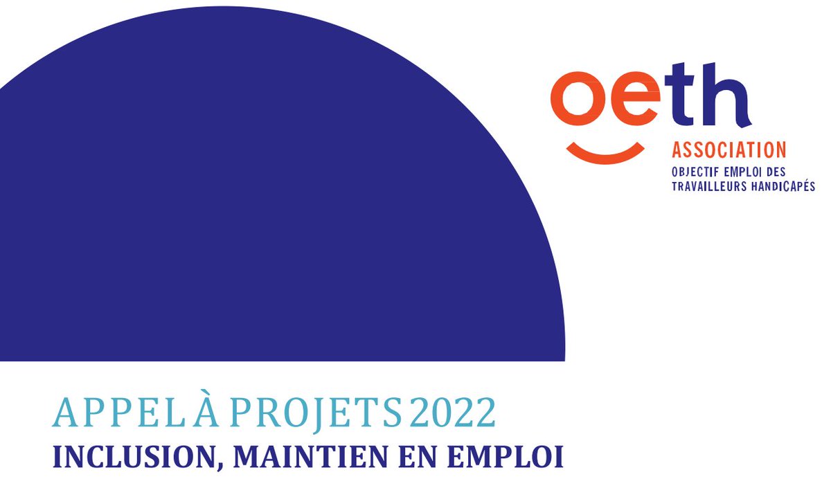[A LA UNE] 🧐

📢Appel à projets 2022 de l'#OETH, Obligation emploi des travailleurs handicapés :
- Inclusion, maintien en emploi - 

🚨 15 septembre 2022 🚨
Date limite de soumission 

oeth.org/employeur/main…

#OETH #AppelAProjets #handicap #travailleurssociaux