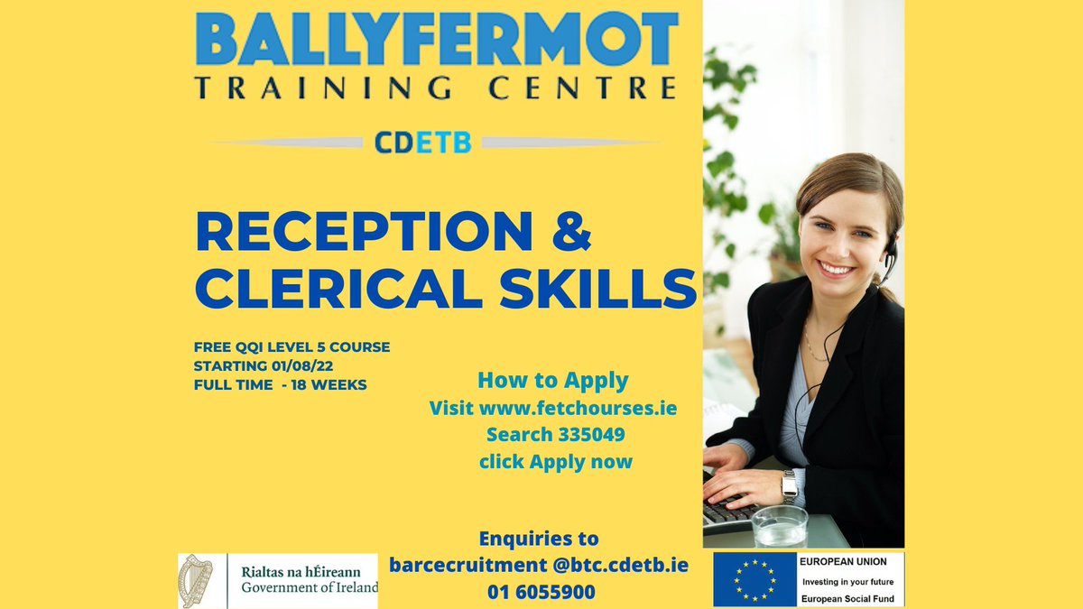 Ballyfermot_TC's tweet photo. Our course recruitment team will be at INTREO Office , Ballyfermot - tomorrow 10 -12:30 meet the tutor, find out more about Ballyfermot Training Centre courses and what we have offer #cdetb #solas #thisisfet #trainingcourses #learningworks https://t.co/053Yas1tgx