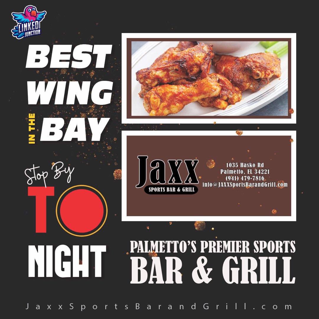 LinkedJunction's tweet photo. Linked Junction is proud to be doing quality flyers for Jaxx Sports Bar &amp; Grill. Thanks to  JAXX for the opportunity. Message us for a quote on your company’s flyer or social media management https://t.co/bgEmhQLdvT