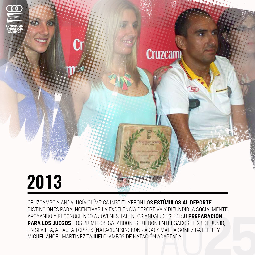 🔝🔝HITO 22✔️2013👀⁣Cruzcampo y la Andalucía Olímpica instituyeron los Estímulos al Deporte, distinciones 🥇 para incentivar la excelencia deportiva, apoyando a jóvenes talentos andaluces en su preparación para los Juegos.

#⁣HaciendoCampeonesDesde1997⁣⁣
<a href="/FCruzcampo/">Fundación Cruzcampo</a>