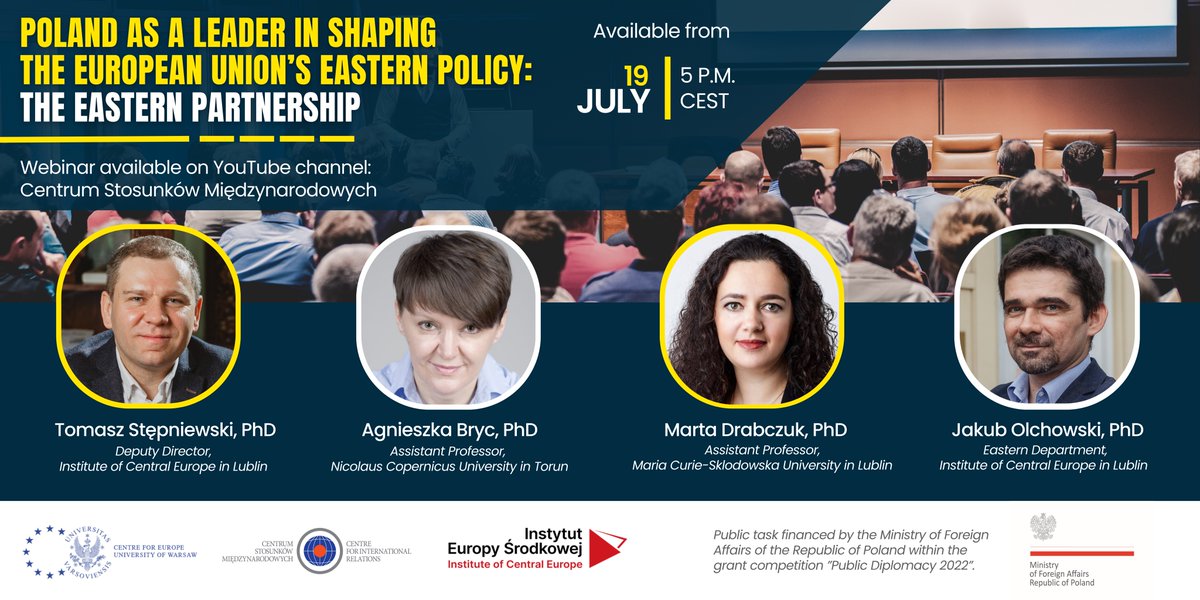 IEŚ - Instytut Europy Środkowej (@ies_lublin) on Twitter photo Już we wtorek (1️⃣9️⃣ lipca) nasi analitycy - Marta Drabczuk, Tomasz Stępniewski i Jakub Olchowski - wezmą udział w webinarze:
🇵🇱 as a leader in shaping the 🇪🇺’s Eastern policy: the Eastern Partnership.
<a href="/CIR_CSM/">CIR (CSM) Poland</a> <a href="/_ceuw/">Centrum Europejskie UW</a> <a href="/AgnieszkaBryc/">Agnieszka Bryc</a> <a href="/TomStepniewski/">Tomasz Stępniewski</a>
ies.lublin.pl/aktualnosc/web… Już we wtorek (1️⃣9️⃣ lipca) nasi analitycy - Marta Drabczuk, Tomasz Stępniewski i Jakub Olchowski - wezmą udział w webinarze:
🇵🇱 as a leader in shaping the 🇪🇺’s Eastern policy: the Eastern Partnership.
<a href="/CIR_CSM/">CIR (CSM) Poland</a> <a href="/_ceuw/">Centrum Europejskie UW</a> <a href="/AgnieszkaBryc/">Agnieszka Bryc</a> <a href="/TomStepniewski/">Tomasz Stępniewski</a>
ies.lublin.pl/aktualnosc/web…