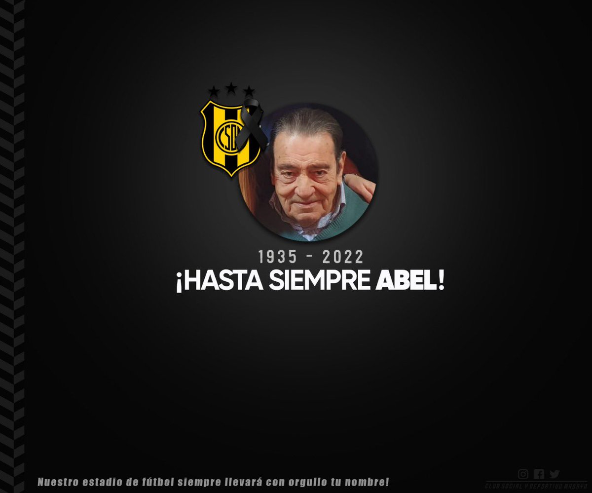 ClubMadryn's tweet photo. ¡Hasta siempre, Abel! 💫 💛🖤 https://t.co/O0e8xvacCH
