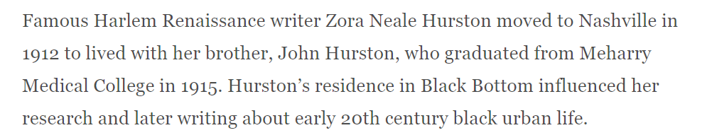 MSimoneBoyd's tweet photo. Y'all. Zora Neale Hurston lived in North Nashville.🤯 https://t.co/CPVeRYquvf