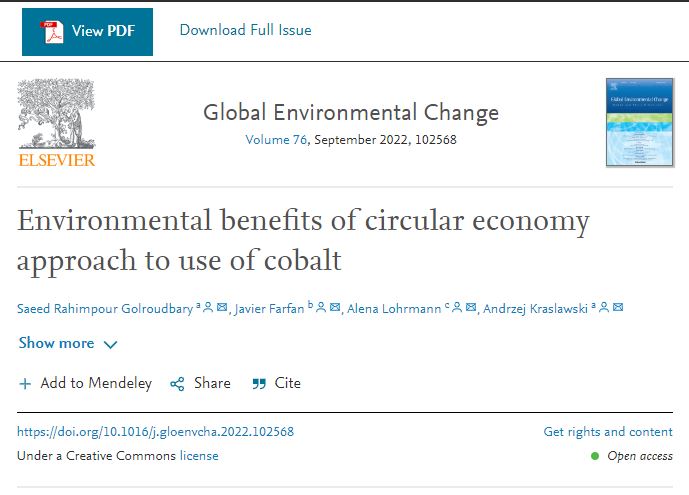 Glad to share our updates on #Environmental benefits of #circulareconomy approach to use of #cobalt as an important #criticalmaterial for #batteries #electronics #superalloys and #hardmetals. Article published by @GEC_Journal (IF: 11.16):
sciencedirect.com/science/articl…
@UniLUT #LUTEng