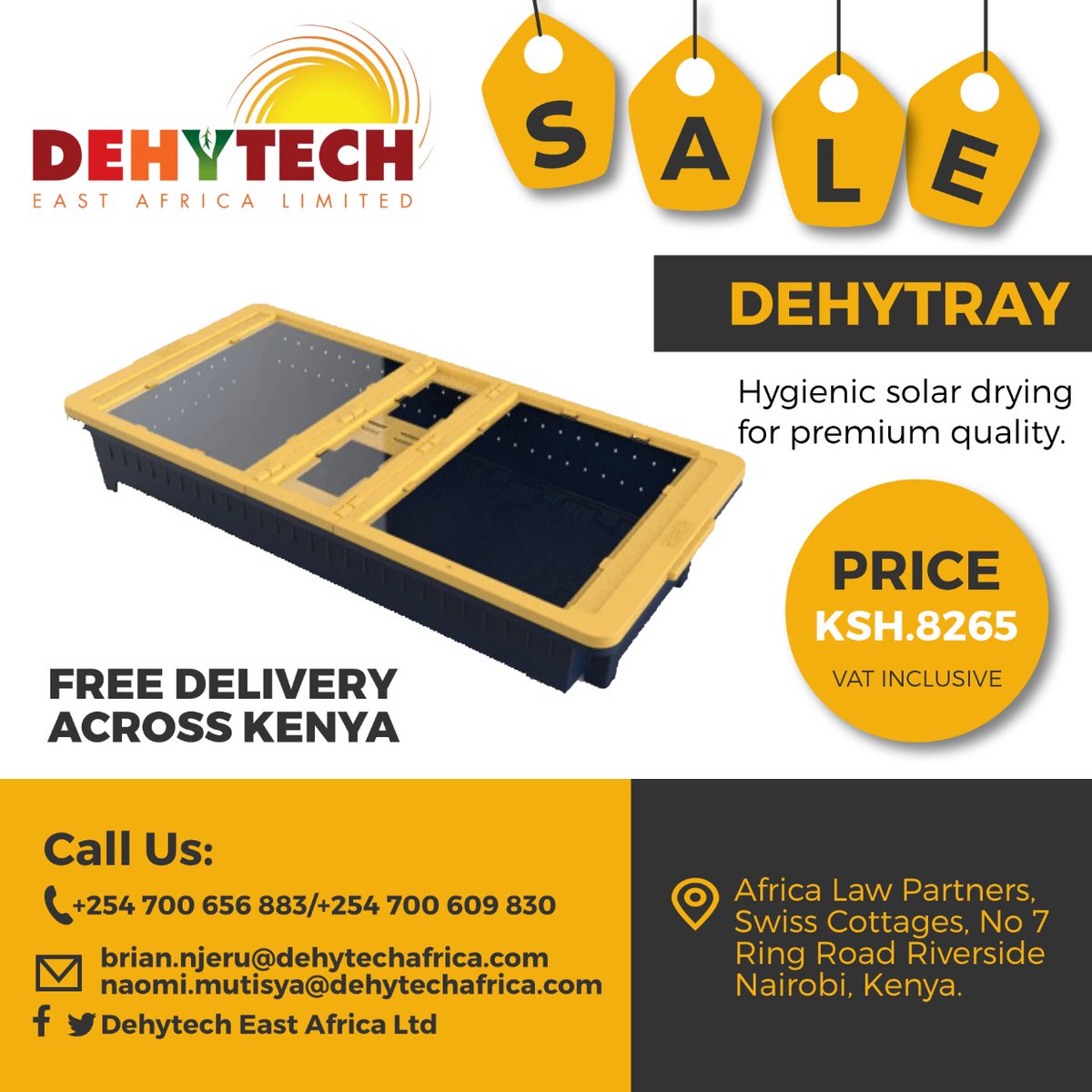 Food dehydration using our solar dryer called a #Dehytray is the most hygienic and efficient way to dehydrate food for premium quality.Its portable and easy to use. Order one of more today! Call/whatsapp 0700609830/0700656883
#foodpreservation #solardryer #quality #driedfood