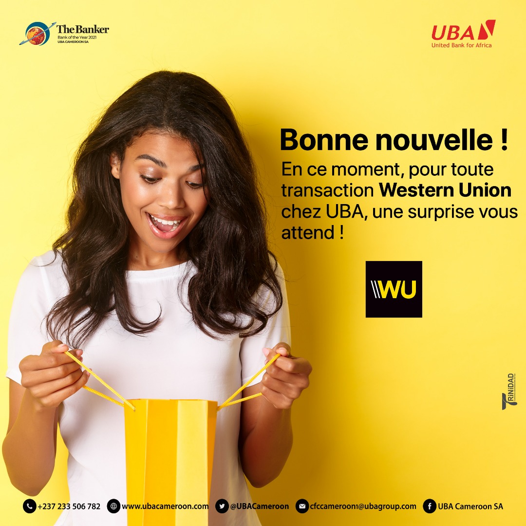 ubacameroon's tweet photo. Tu as reçu de l’argent d’un proche par Western Union ?
Cours vite dans l'une de nos agences UBA pour faire ton retrait !
De nombreuses surprises d’attendent !😎
#Remittances #WU #WesternUnion #MoneyTransfert #MoneyBanking #UBACameroon #LaBanqueDigitaleLeader #AfricasGlobalBank https://t.co/ruKYZwLXSS