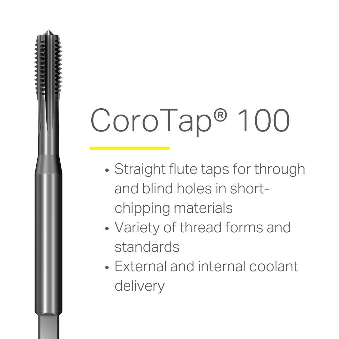 SandvikCoro_IN's tweet image. Developed for through holes and blind-hole operations, CoroTap® tools feature an enhanced edge design and material grade to ensure reduced axial forces and torque. 

Learn more from bit.ly/Tapping-India 

#tapping #tappingtools