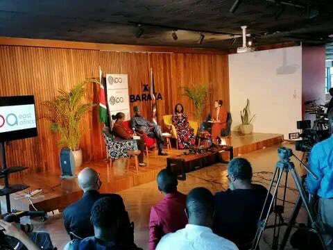 RaoAfrican's tweet photo. HAPPENING NOW 

Raila Odinga &amp; his running mate Martha Karua are currently engaging with international journalists and other media stakeholders on policy &amp; institutional reforms at Baraza Media Lab, Nairobi.#PresidentialDebatesKe2022 #VoteAzimio https://t.co/nTuEwiJpzZ