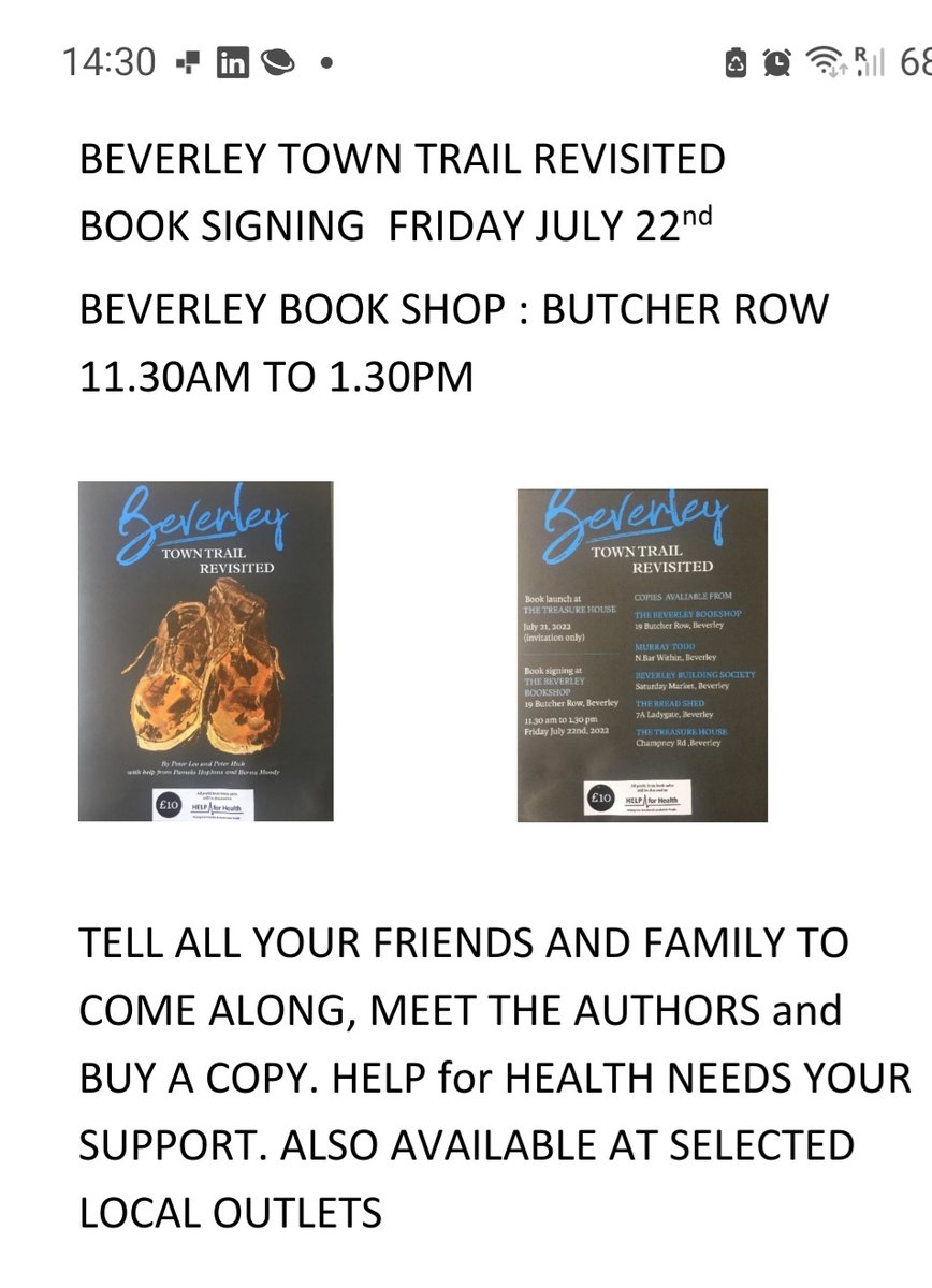An opportunity to attend a book signing and support local charity <a href="/Help4HealthYONL/">HelpForHealth</a> Almost £4m provided in grants over the past 20 years helping improve the health and well-being of local people