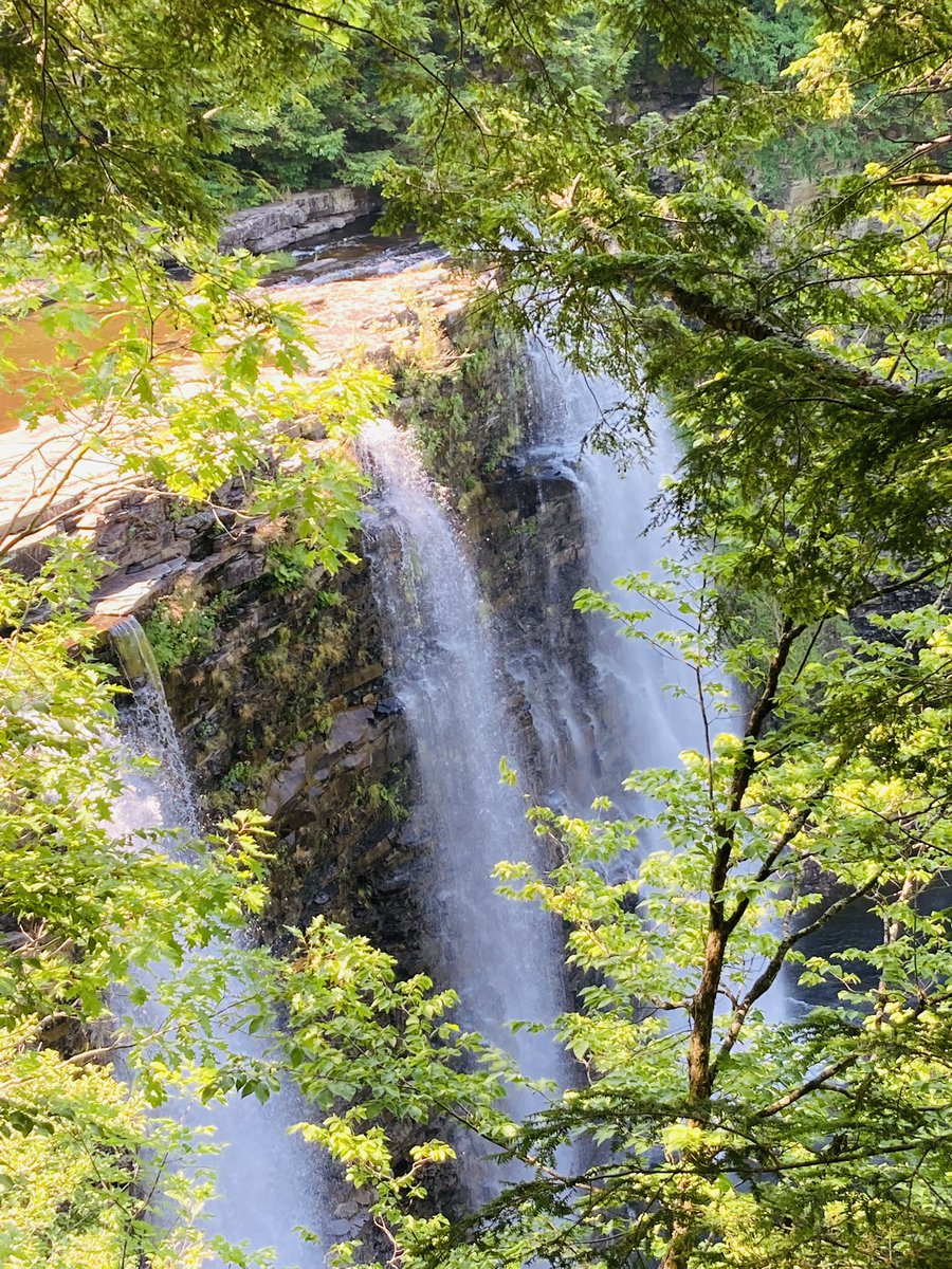 DebPatters's tweet photo. It’s been 20+ years since we’ve hiked this treacherous trail to the base of a 110’ waterfall. Somehow the mostly-sedentary hubs was just fine, while I struggled to stay upright. #capes100 might kill me dead. https://t.co/gu1RLucIjE